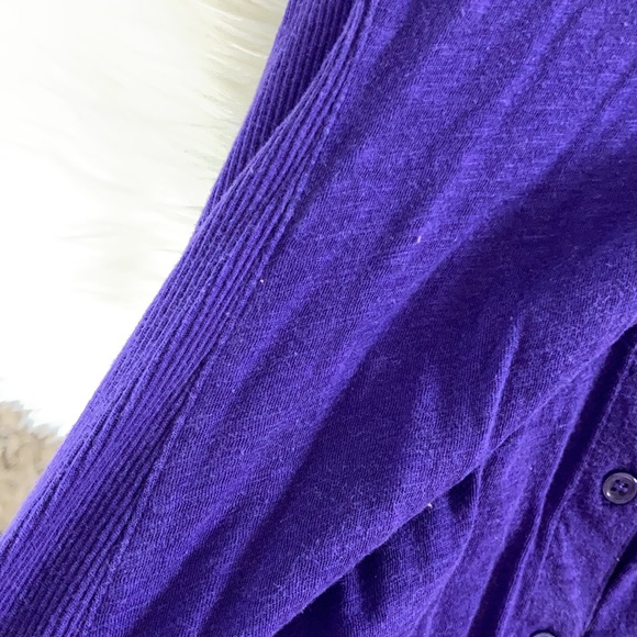 New York and company XS deep purple button up button front collared shirt blouse - Picture 6 of 17